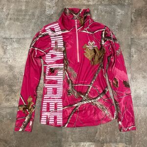 realtree hot pink camo longsleeve tight quarter zip size medium